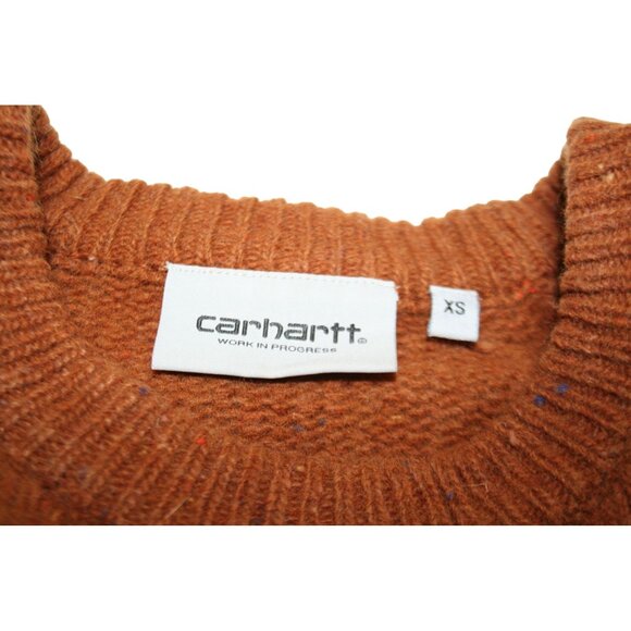 Carhartt WIP Anglistic Crewneck Sweater Mens XS Duck Brown Wool-Blend Heritage - Picture 3 of 8